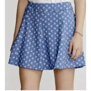 RLX RALPH LAUREN Palm Tree Motif Blue Pink Golf Skort Skirt Womens Size XXS NWT